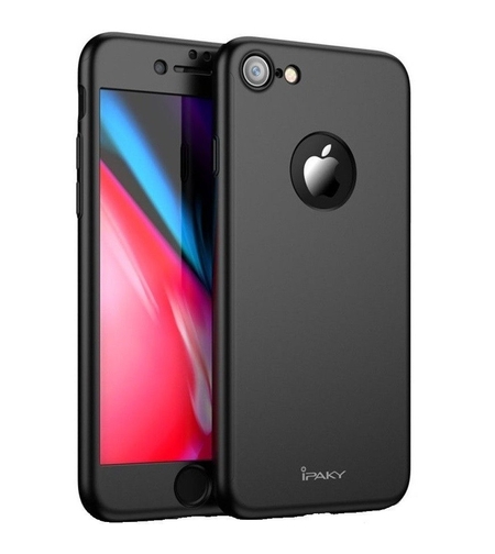Husa Apple iPhone 8 Plus IPAKY Full Cover 360 Negru + Folie Cadou
