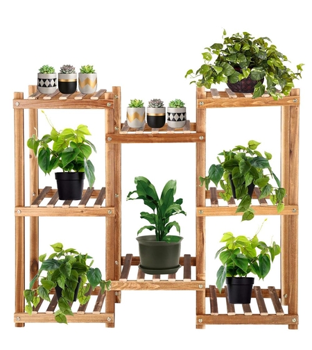 Stand de flori din lemn cu 8 etajere suport GA198, 85x70cm