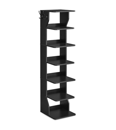 VASAGLE Raft de pantofi, pentru spatii inguste, 6 nivele, 30x26x110 cm, negru
