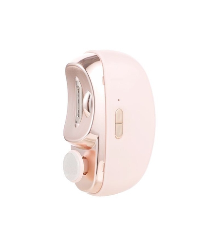 Unghiera Electrica 2 in 1, Flippy, Taiat si Slefuit, 2 Viteze, Lumina LED, Design Ergonomic, Compartiment Resturi, Portabila, Silentioasa 65 db, USB-C, Manichiura, Ideal Pentru Copii si Adulti, 8.5 x 6.8 x 3.3 cm, Roz