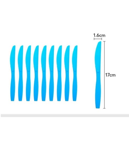 Set 10 Cutite de Unica folosinta, Flippy, Plastic 17x1.6 cm, albastru