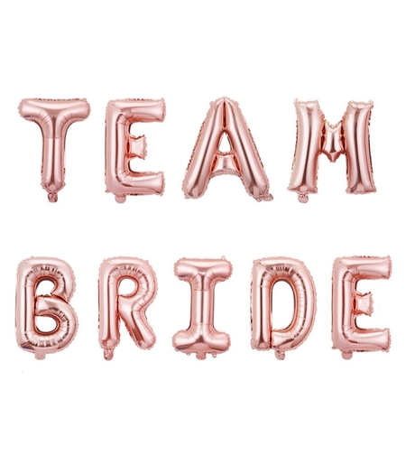 Set Baloane din Folie Metalizata, Flippy, Model Team Bride, Litere de 40 cm, Tema Iubire, Baloane Party, Ambalaj Individual, Pai Inclus, Umflare cu Aer sau Heliu, Roz