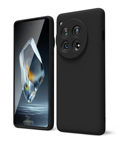 Husa de Protectie, Vafy, pentru OnePlus 12 5G, Liquid Silicone, cu Microfibra pe Interior, Protectie Antisoc, Compatibil Incarcare Wireless, Negru
