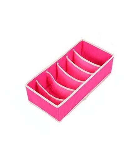 Cutie De Depozitare, Flippy, Pentru Lenjerie, Sosete Si Sutiene, Material Textil, 6 Compartimente, 32 x 16 x 10 cm, Culoare Roz