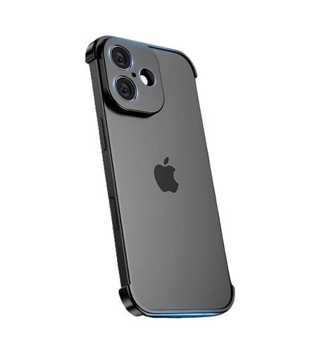 Carcasa de Telefon, Vafy, Compatibila Apple iPhone 17, Fara Rama, doar Colturi si Camera, din Metal, Grosime 0.1 mm, Negru
