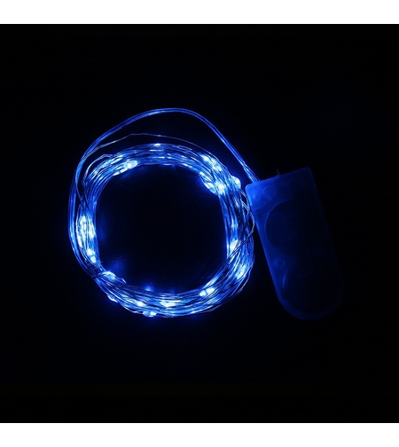 Instalatie Craciun, 3 metri, 30 LED-uri, Albastru, cu baterii, fir cupru, liniar, interior/exterior, Vafy