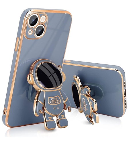 Husa de Protectie TPU 2in1, Vafy, pentru Apple iPhone 14 Plus, Astronaut cu Suport, Antisoc, Rezistenta la Impact, Protectie Camera, Albastru