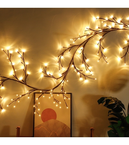 Instalatie Craciun tip Creanga Vafy, 144 LED-uri, Conectare la Retea, 8 Jocuri de Lumini, Telecomanda, 2.5 m, Prelungitor 2 m, 3V, 1.5V, Fir Negru, Alb Cald