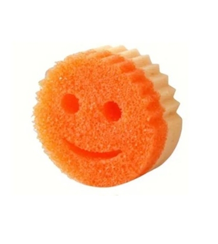 Burete de Vase, Flippy, Rotund, din Burete PU, Model Smiley Face, Doua Fete, 10 x 4 cm, Portocaliu/Galben