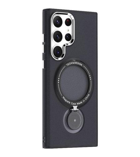 Husa de protectie Vafy, cu incarcare Wireless, Tehnologie Magsafe, TPU, Inel magnetic rotativ cu functie de suport, pentru Samsung Galaxy S23 Plus , Negru