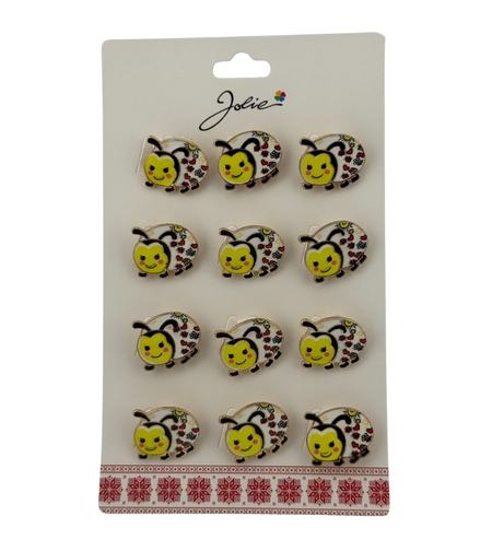 Set 12 Brose Martisor pentru Copii, Jolie, Model Buburuza, Galbena