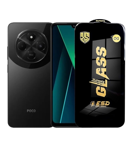 Folie de Protectie pentru Xiaomi Poco C75, Vafy, Sticla Securizata ESD, Margini Negre, Rezistenta la Zgirieturi, Antistatica, 0.35 mm, Transparenta