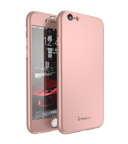 Husa Apple iPhone 6/6S IPAKY Full Cover 360 Roz Auriu + Folie Cadou