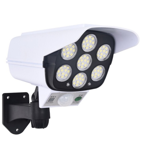 Camera de supraveghere falsa, incarcare solara, 77 LED-uri, senzor de miscare, Flippy