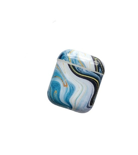 Husa AirPods cu Inel Prindere Marble Albastru