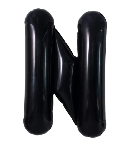 Balon Folie Metalizata Litera N, Flippy, 40 cm, Umflati cu Heliu sau Aer, Ambalaj Individual, Pai inclus, Negru