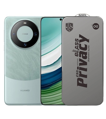 Folie de Protectie pentru Huawei Mate 60, Vafy, Sticla Securizata ESD Antistatica, Super-X Privacy OG, Margini Negre, 0.30 mm, Transparent Inchis