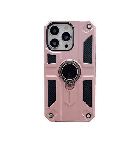 Husa protectie Vafy compatibila cu Apple iPhone 13 Pro Defender Model 5 cu suport prindere inel,Roz Auriu