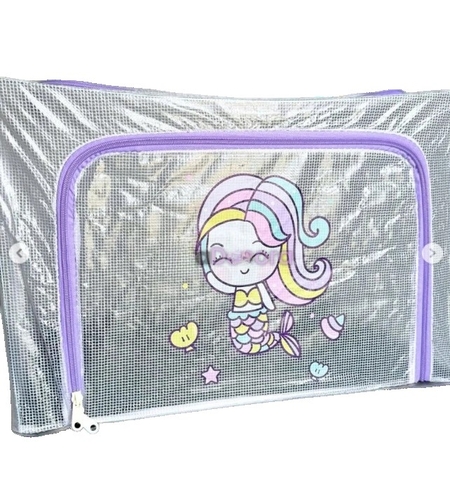 Cutie de Depozitare, Flippy, pentru Camera Copiilor, 100L, din PVC, Model Sirena, 60 x 42 x 40 cm, Transparent