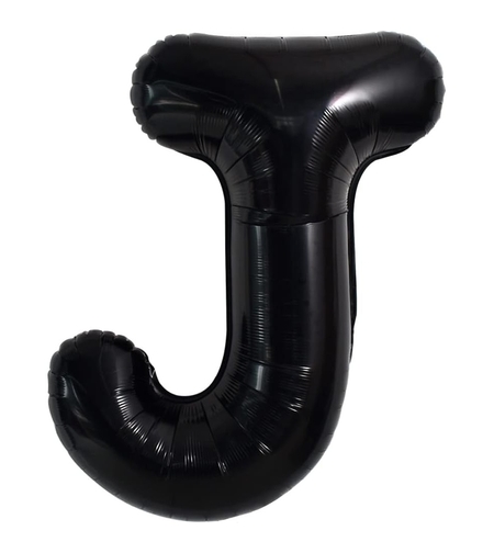 Balon Folie Metalizata Litera J, Flippy, 40 cm, Umflati cu Heliu sau Aer, Ambalaj Individual, Pai inclus, Negru