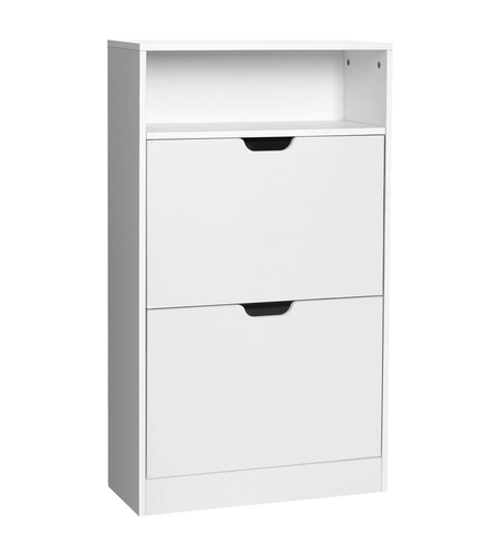VASAGLE Dulap pantofi cu 3 usi rabatabile, pentru 8-12 perechi, 60x24x102 cm, alb