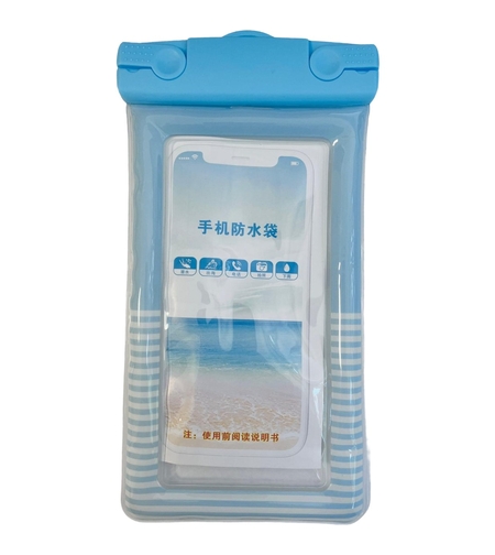 Husa subacvatica Cushion Waterproof Flippy, Snowproof, Universala, Dungata, cu Snur, pentru telefon sau documente, Bleu