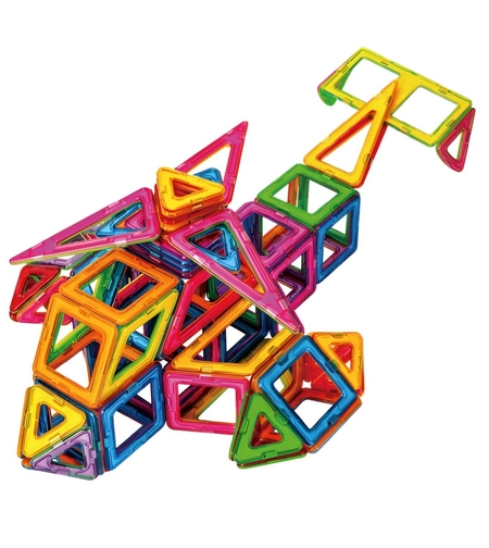 Set 148 Piese Magnetice de Constructie, Flippy, Piese Medii, Magnetic Blocks, Forme Geometrice, 3 Ani, ABS, Magnet, 25 x 17.8 x 10 cm, Multicolor