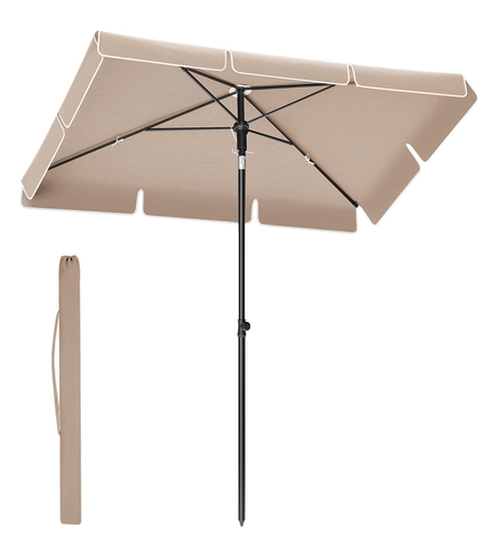 SONGMICS Umbrela terasa sau gradina reglabila, inclinare 2 directii, protectie UV UPF 50+, husa inclusa, 230x150 cm, maro taupe