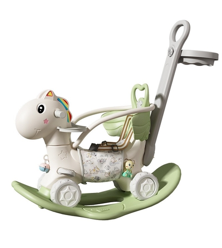Balansoar pentru Copii, Flippy, 3in1, cu Spatar si Bara de Siguranta, Maner cu Cos de Basket, Tava de Masa, 80 x 43 x 83 cm, din Plastic, + 3 Ani, Verde