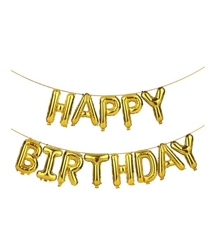 Set baloane folie Flippy, Happy Birthday, 40 cm, auriu