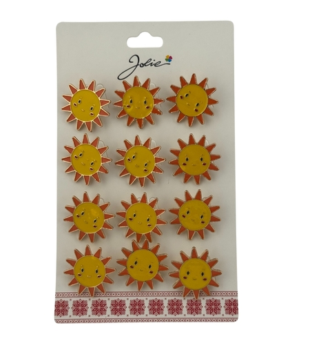 Set 12 Brose Martisor pentru Copii, Jolie, Model Soare, Galben