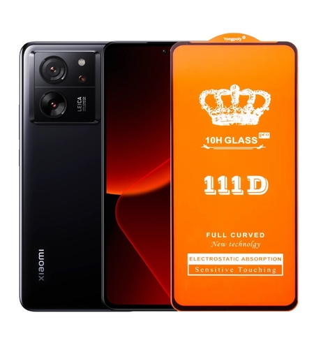 Folie Sticla Securizata pentru Xiaomi 13T, Vafy, Sticla de Protectie Compatibila cu Xiaomi 13T, Full Cover 111D, HD, Margini Negre, Transparenta