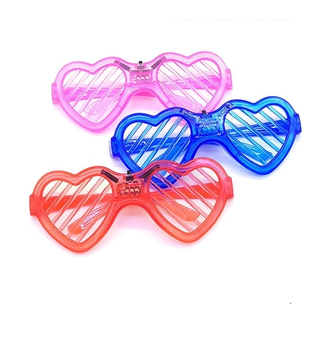 Ochelari de Petrecere cu LED, Flippy, Model Inima, din Plastic, 3 Moduri de Iluminat, Marime Universala, Multicolor