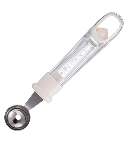 Lingura pentru Bile de Fructe, Flippy, Scobitor Fructe, Ustensila Multifunctionala pentru Fructe, Accesoriu de Bucatarie, Lingura Antialunecare pentru Salata de Fructe, 17.6 x 2.9 cm, Bej