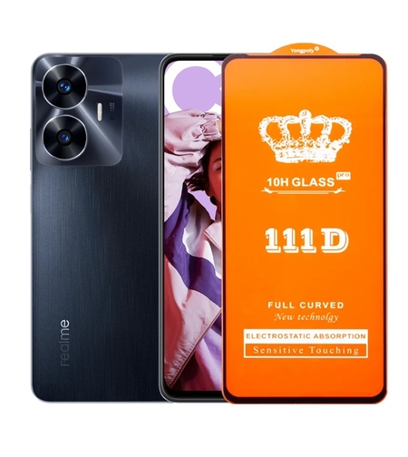Folie Sticla Securizata pentru Realme C55, Vafy, Sticla de Protectie Compatibila cu Realme C55, Full Cover 111D, HD, Margini Negre, Transparenta