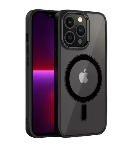 Husa de Protectie, Vafy, pentru Apple iPhone 12/12 Pro, Acoperire Totala, Magnetica, Wireless, din Acrilic Mat Colorat, Negru