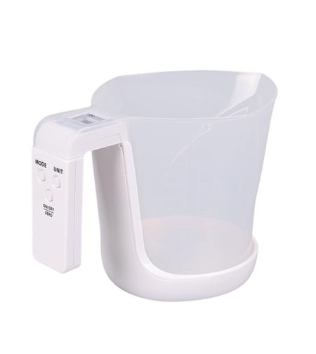 Cantar de Bucatarie 2 in 1, Vafy, Model Electronic, Tip Cana Gradata cu Masurare, pentru Lichide si Solide, Display Automat, 21.5 x 14.3 x 15 cm, Alb