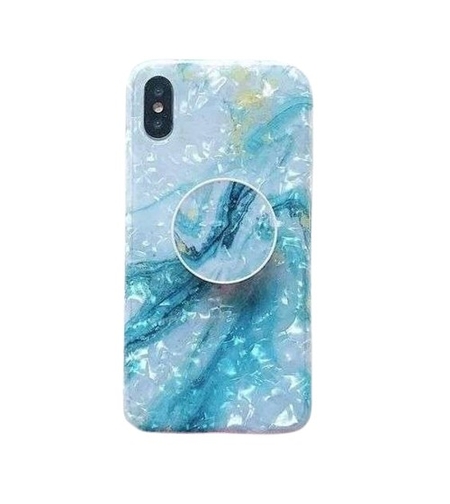 Husa protectie pentru Apple iPhone 7 Soft IMD TPU Marble Albastru cu Suport inclus