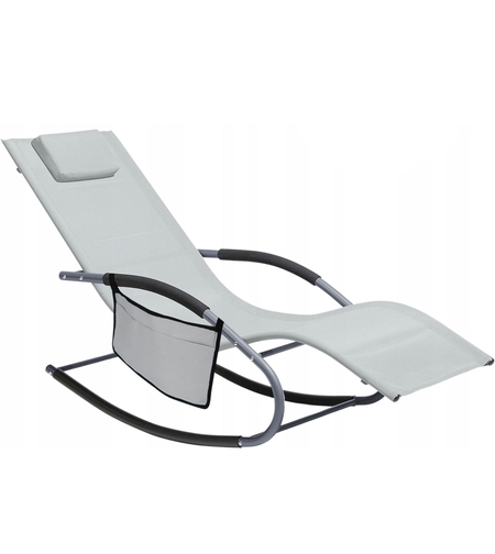 Leagan tip sezlong pentru gradina 148x63x87 cm, structura otel, textilen, design ergonomic, gri deschis
