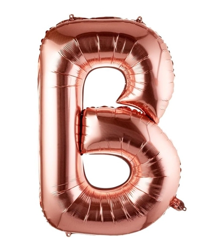 Balon Folie Metalizata Litera B, Flippy, 100 cm, Umflati cu Heliu sau Aer, Ambalaj Individual, Pai inclus, Rose Gold