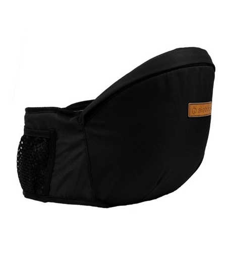 Port-Bebe Ergonomic Ajustabil cu Scaun, 3 Pozitii, Bumbac Respirabil, pentru Copii 0-3 Ani, 20 kg Maxim, 25 x 22 x 18 cm, Negru