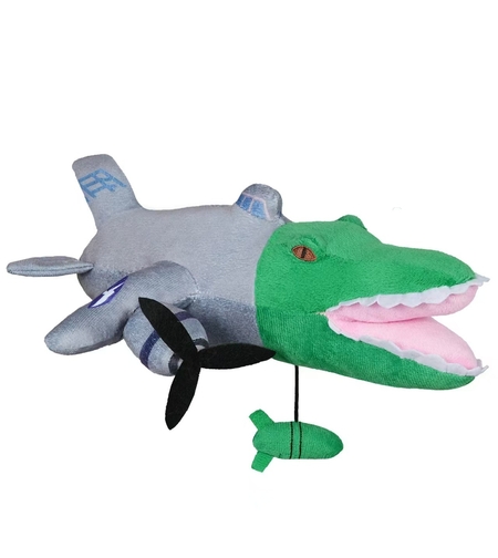 Jucarie Moale de Plus Italian Brainrot, Flippy, cu Agatatoare, Model Bombardiro Crocodilo Avion, Jucarie Moale pentru Copii, 28 x 10 cm, Verde