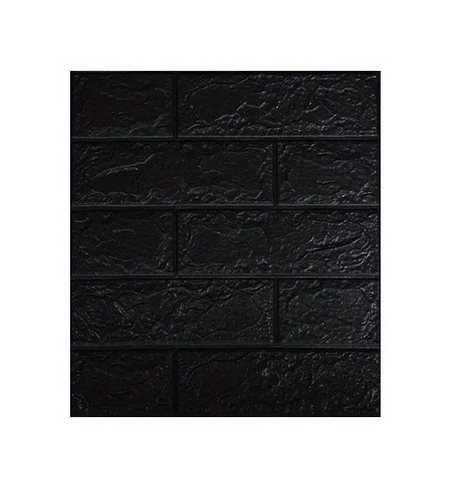 Set 10 Placi Tapet 3D, Flippy, 35 x 38 cm, Grosime 3 mm, din Polietilena, Model Caramida, Suprafata acoperita 1.33 mp, Negru