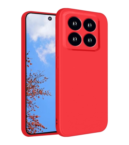 Husa de Protectie, Vafy, pentru Xiaomi 14, Liquid Silicone, cu Microfibra pe Interior, Protectie Antisoc, Compatibil Incarcare Wireless, Rosu