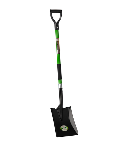Lopata pentru nisip si pamant cu maner fibra de sticla 120 cm, cap din otel vopsit, negru si verde