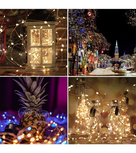 Instalatie Craciun, 100 LED-uri, 12 metri, pentru exterior cu incarcare solara, alb cald, Vafy