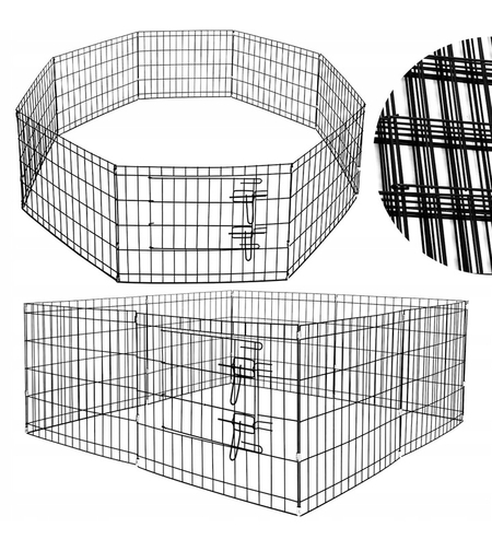Tarc pentru animale de companie, din fier, forma configurabila, cu usa de acces, XL, 120x120x47cm, negru