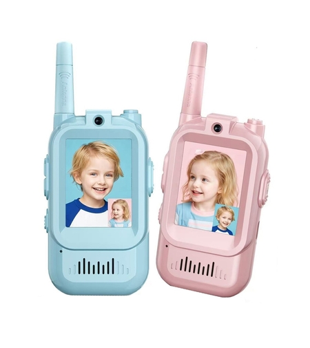 Set Walkie Talkie WiFi pentru Copii, Flippy, Set 2 Statii, Apeluri Video, cu Ecran de 2