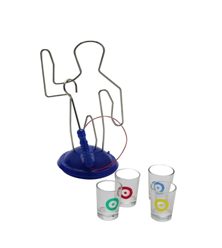 Joc de baut, Buzz Wire, Flippy, pentru Petreceri, Distractie, Pahare de Shot din Sticla Incluse, 4 Jucatori, Multicolor