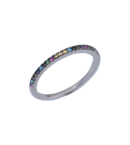 Inel Argint 925 cu Minizirconii Colorate, Marime 52, 1.22 g